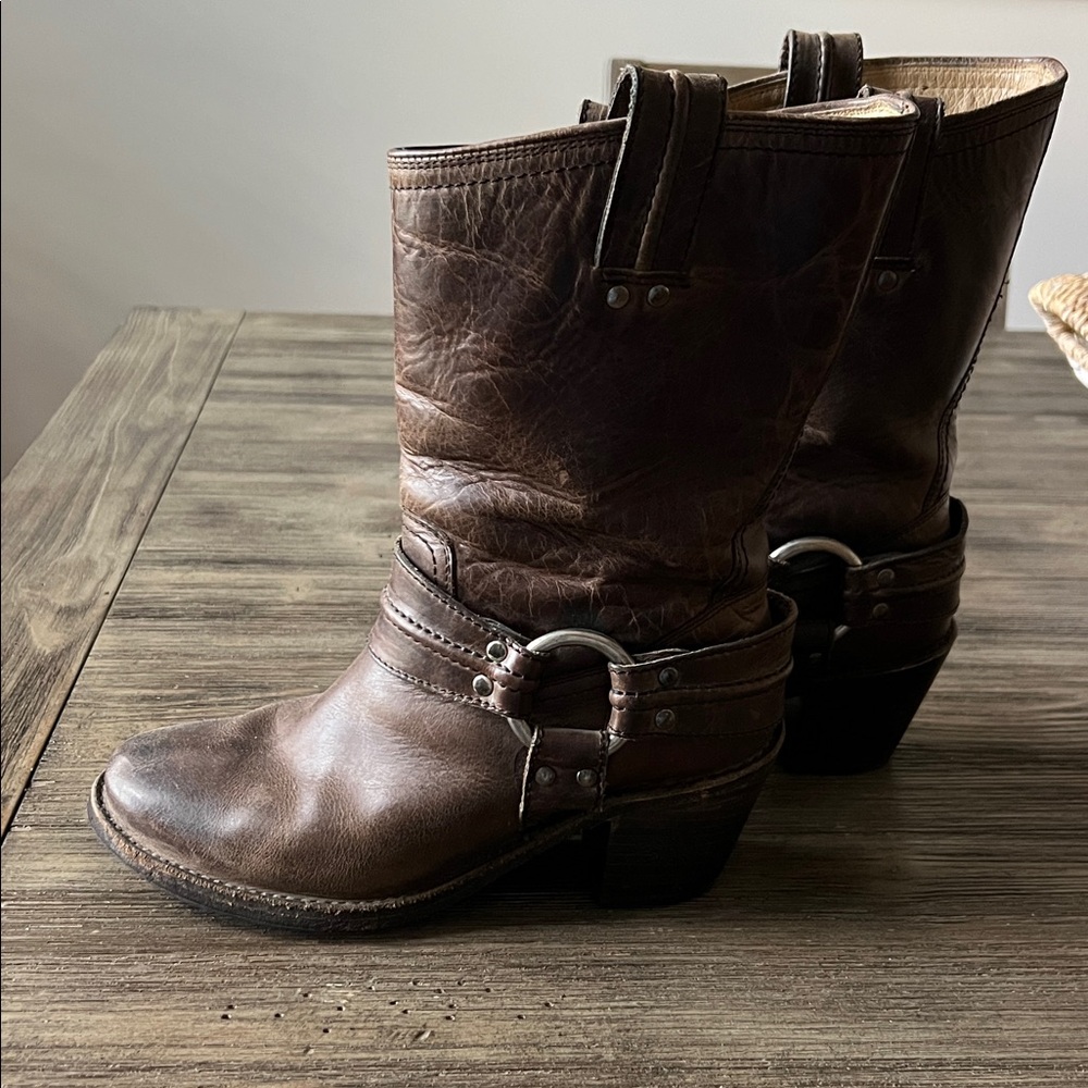 Frye Brown Leather Western Boots